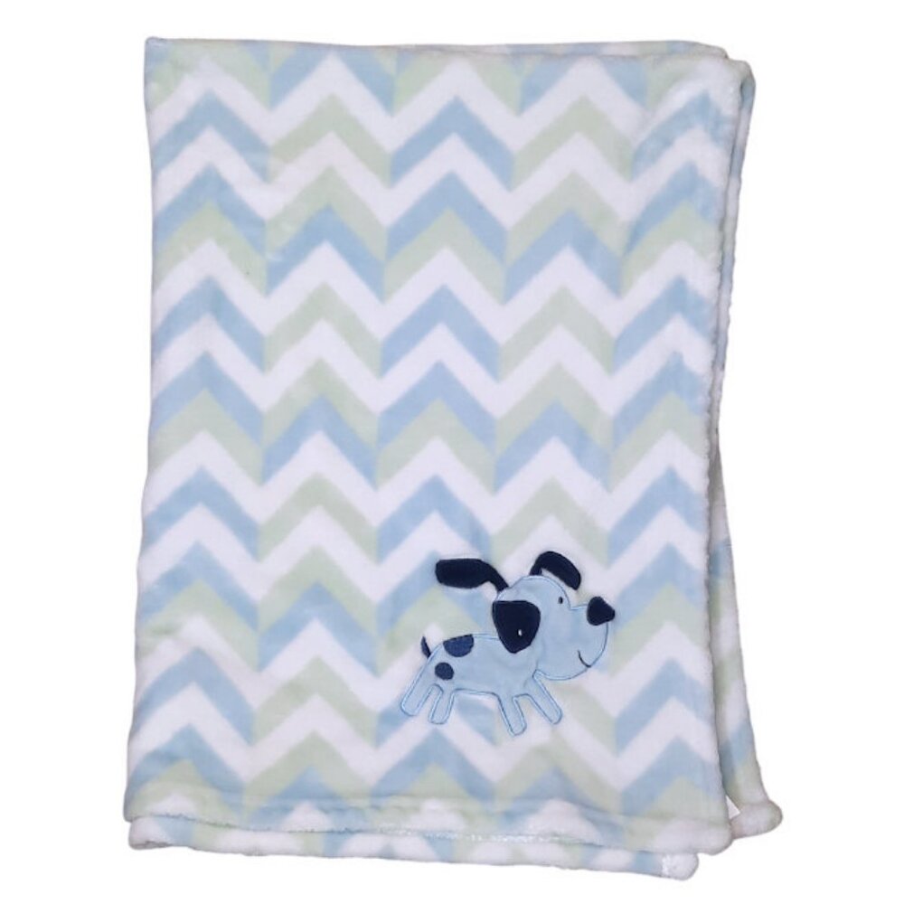 2015 Baby Essentials Dog Puppy Chevron Baby Lovey Security Blanket 31" X 40"